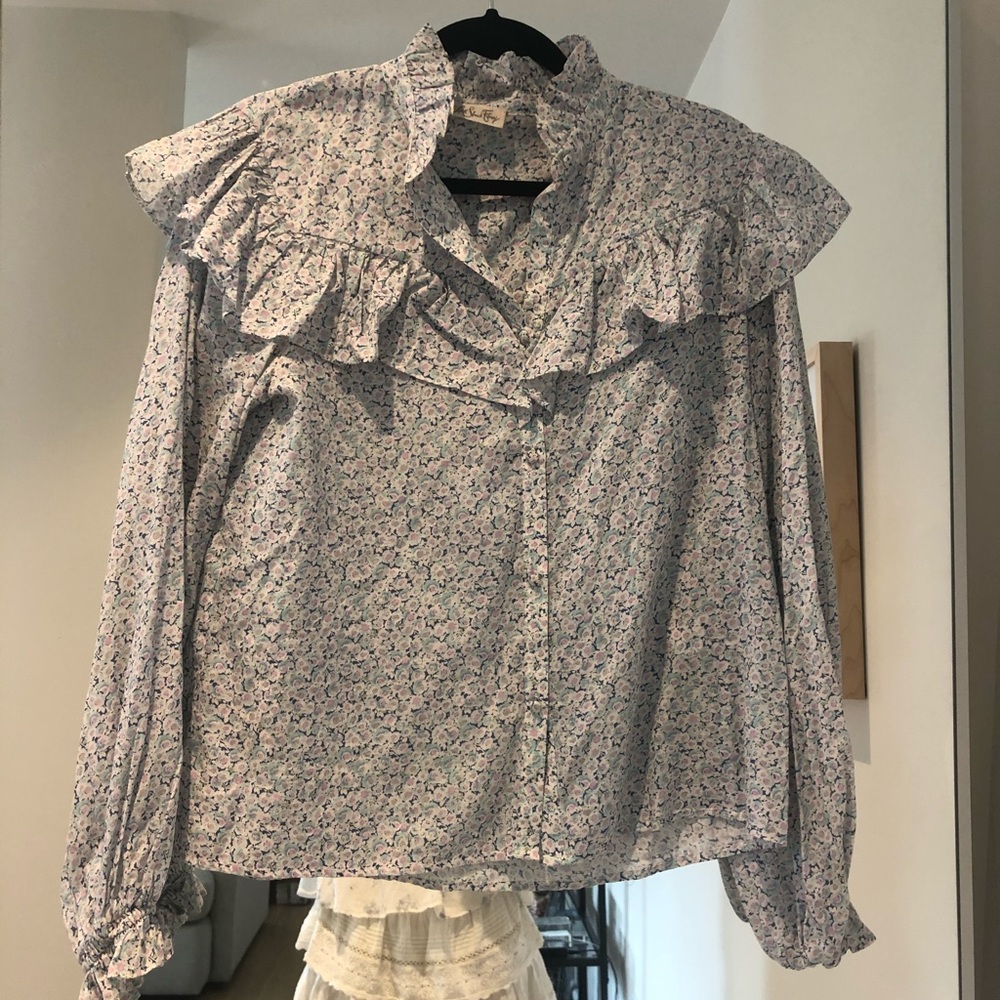 Loveshackfancy Ruffle Printed Top - image 1